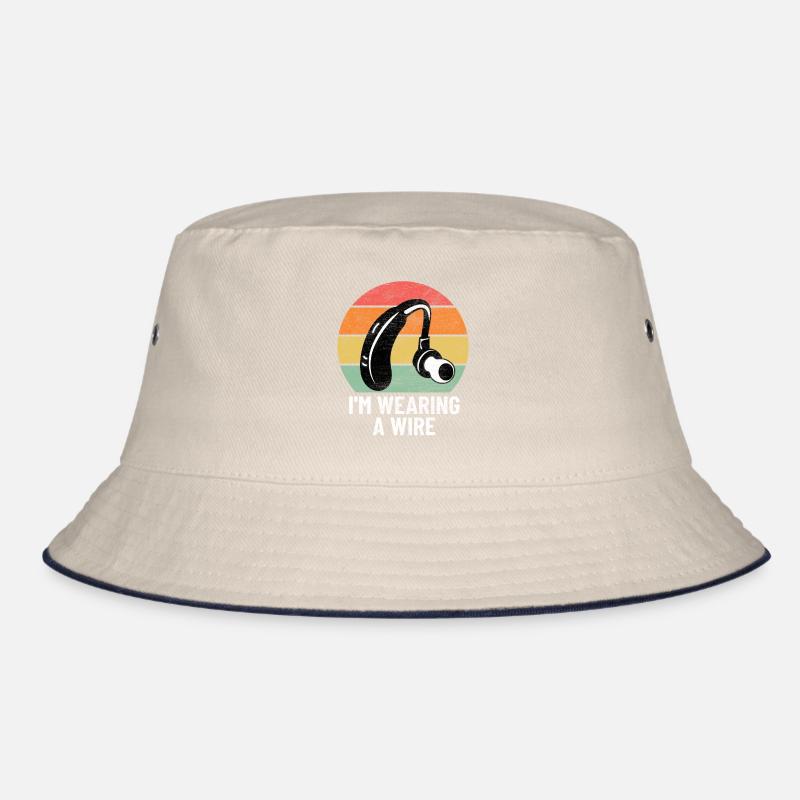Wearing A Wire Funny Deaf Retro Groovy ASL Bucket Hat