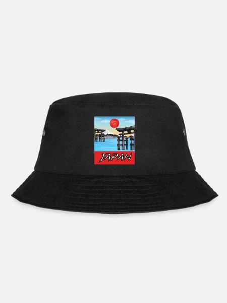 Vintage Japan Traveling Poster Lovely - Bucket Hat - black