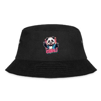 EBRU - Schöner Mädchen Name mit coolem Panda - Bucket Hat - Schwarz - Vorne - Lela (165cm)