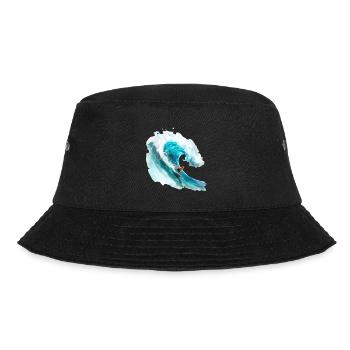 Surfer beim Reiten einer großen Welle in einer 2D- - Bucket Hat - Schwarz - Vorne - Lela (165cm)
