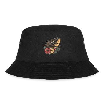 Surfer Faultier Geschenk Vintage Surfen - Bucket Hat - Schwarz - Vorne - Lela (165cm)