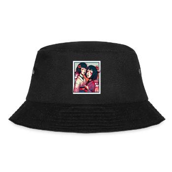 Two Japanese anime girls in kimono - Bucket Hat - black - Front - Lela (165cm)