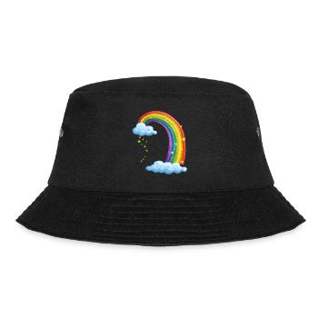 Bunter Regenbogen Mit Wolken Zeichnung - Bucket Hat - Schwarz - Vorne - Lela (165cm)