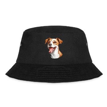 Jack Russel Terrier | Cartoon Artwork - Bucket Hat - Schwarz - Vorne - Lela (165cm)