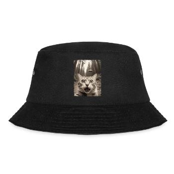 Lustiges Katzen Selfie Außerirdisches Raumschiff - Bucket Hat - Schwarz - Vorne - Lela (165cm)