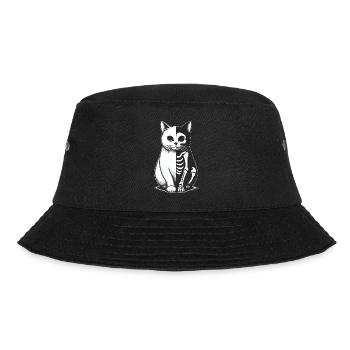 Cat Skeleton Halloween - Bucket Hat - black - Front - Lela (165cm)