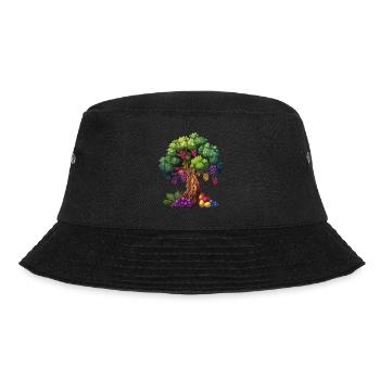 Bunter Baum Mit Trauben Und Blättern - Bucket Hat - Schwarz - Vorne - Lela (165cm)