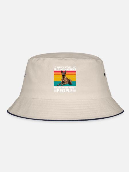 Malinois I'D RATHER BE WITH BELGIAN MALINOIS - Bucket Hat - ecru/navy - Front