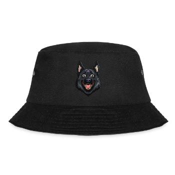 Schipperke | Cartoon Artwork - Bucket Hat - Schwarz - Vorne - Lela (165cm)