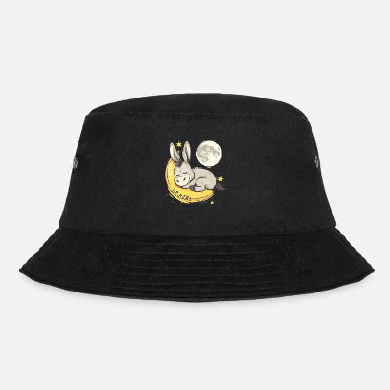 Schlafender Esel auf einer Banane, Schlaf - Bucket Hat - Schwarz
