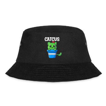 Cat Cactus Succulent Cactus Lover - Bucket Hat - black - Front - Lela (165cm)