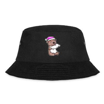 Bear tired sleep in - Bucket Hat - black - Front - Lela (165cm)