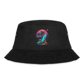 Surfen Retro Wave Surfer Geschenk - Bucket Hat - Schwarz - Vorne - Lela (165cm)
