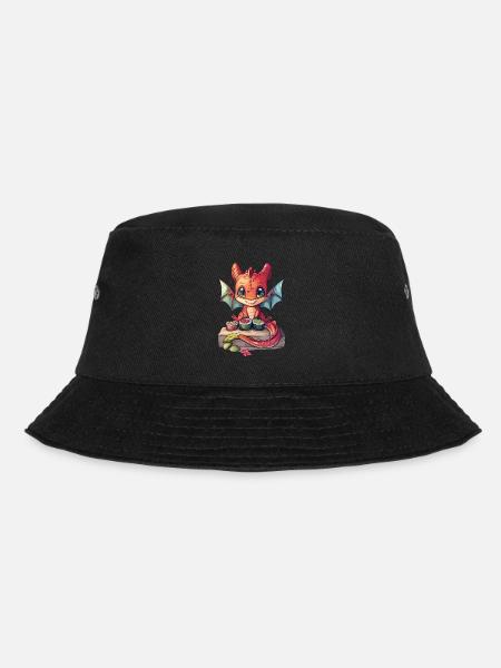 Drache Sushi Japanisch Kawaii - Bucket Hat - Schwarz