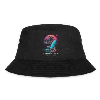 Malibu Beach California Surfing Surfer - Bucket Hat - black - Front - Lela (165cm)
