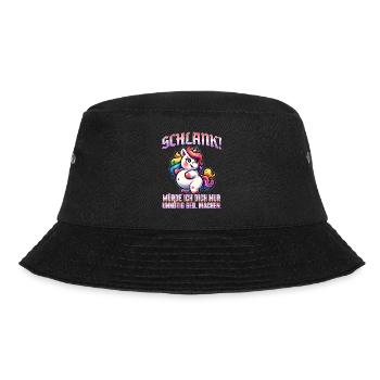 Slim & self-confident: Ironic statement - Bucket Hat - black - Front - Lela (165cm)