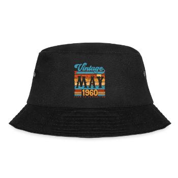 Mai 1960, Jahrgang Mai 1960 Jubiläumsgeschenk. - Bucket Hat - Schwarz - Vorne - Lela (165cm)