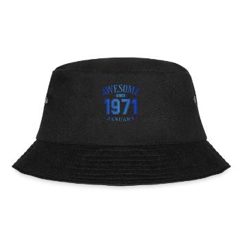 January 1971 - Geburtstag im Januar Awesome - Bucket Hat - Schwarz - Vorne - Lela (165cm)