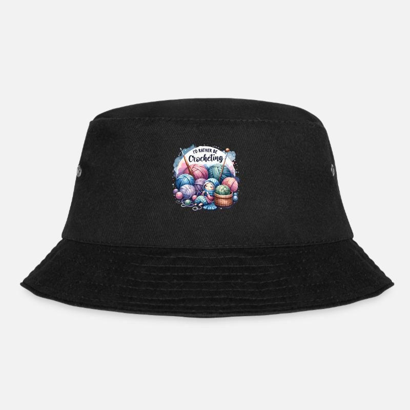Ich würde lieber häkeln häkeln stricken - Bucket Hat - Schwarz