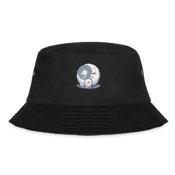 Sleeping uncomfortable cat and moon and sleep - Bucket Hat - black - Front - Lela (165cm)
