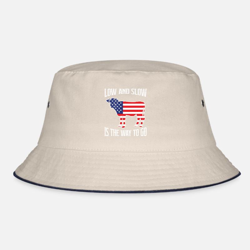 Funny BBQ LOW AND SLOW THE WAY TO GO Barbecue Bucket Hat