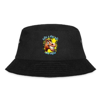 Cheerful cartoon horse with big smile. - Bucket Hat - black - Front - Lela (165cm)