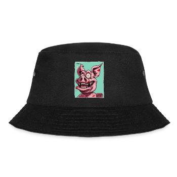 Crazy Funny WTF Cartoon Pig - Bucket Hat - black - Front - Lela (165cm)