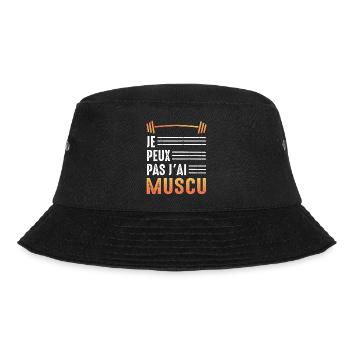 Ich kann kein Bodybuilding-Bodybuilding-Fitnessstudio haben - Bucket Hat - Schwarz - Vorne - Lela (165cm)