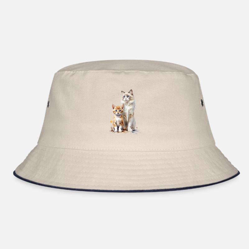 Ein charmantes Aquarellgemälde mit einer Ragdoll Bucket Hat
