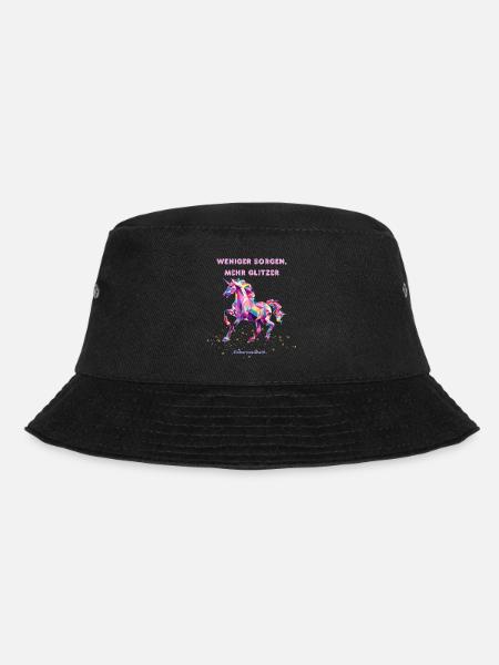 Less worries, more glitter -unicorn wisdom- - Bucket Hat - black