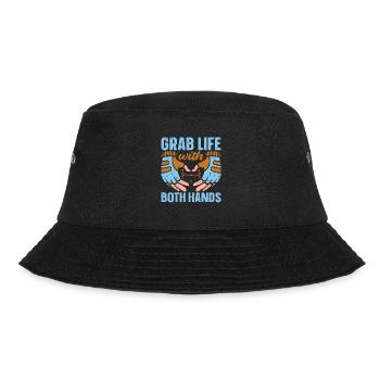 Cyclist Grab Life With Both Hands Mountain Biking - Bucket Hat - black - Front - Lela (165cm)