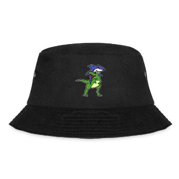 Lustige Hai Reiten T-Rex Dinosaurier Grafik Neuheit - Bucket Hat - Schwarz - Vorne - Lela (165cm)