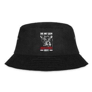 Die Mit Dem Jagdterrier Geht Hunde Frauchen Gassi - Bucket Hat - Schwarz - Vorne - Lela (165cm)