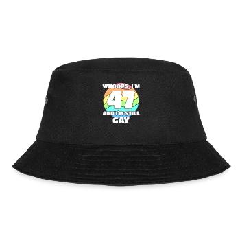 47. Geburtstag 47 BDay Lesbisch Schwul Bi Trans - - Bucket Hat - Schwarz - Vorne - Lela (165cm)