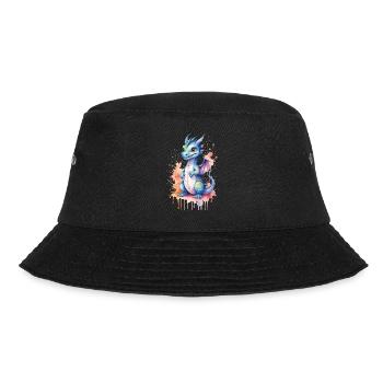 Kawaii Aquarell Drache - Niedliche Fantasy Kunst - Bucket Hat - Schwarz - Vorne - Lela (165cm)