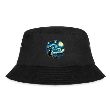Painting Starry Night Cat Night Moon Stars Art - Bucket Hat - black - Front - Lela (165cm)
