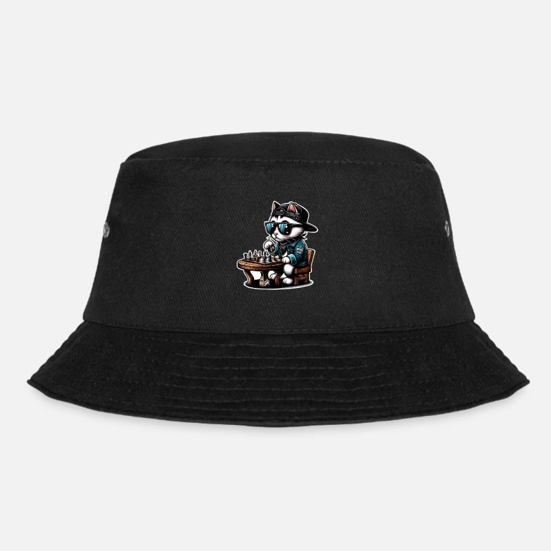 Schach Katze - Bucket Hat - Schwarz