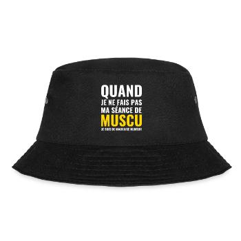 Geschenkidee für Bodybuilding - Bucket Hat - Schwarz - Vorne - Lela (165cm)