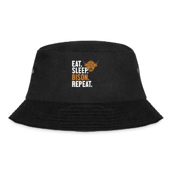 Essen Schlaf Bison Wiederholung Büffel Amerikanischer Bison - Bucket Hat - Schwarz - Vorne - Lela (165cm)