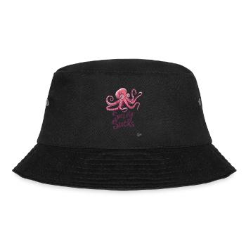 Weiser, genervter Oktopus: Die Gesellschaft nervt - Bucket Hat - Schwarz - Vorne - Lela (165cm)