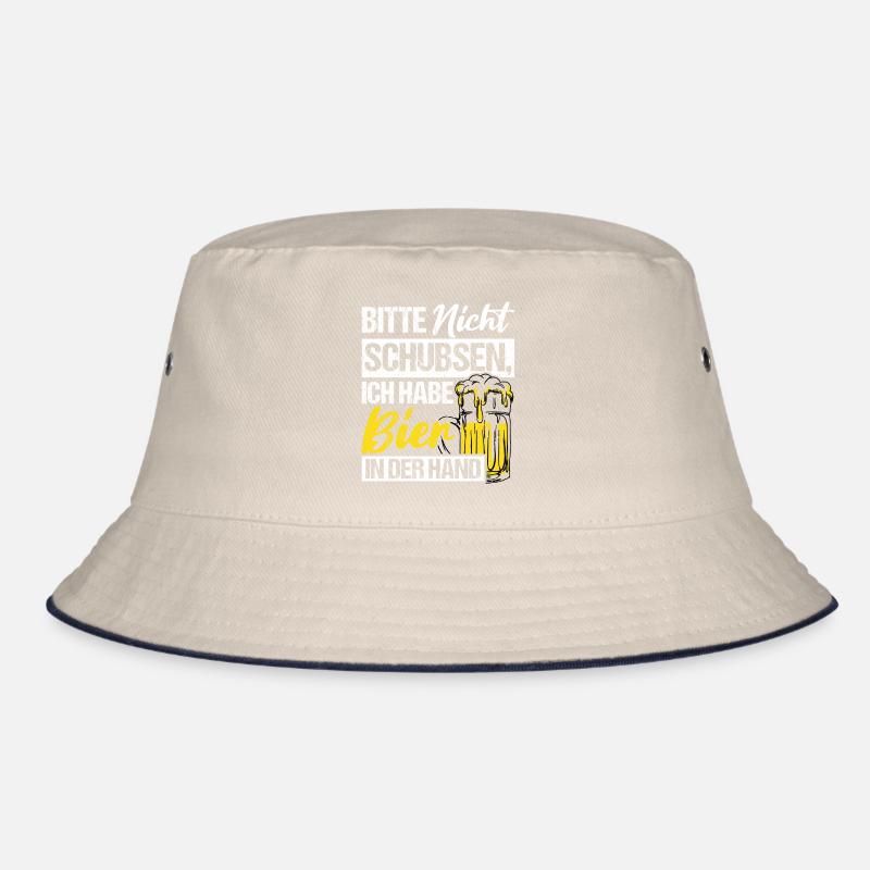 Please don't push I've got beer in my hand Bucket Hat