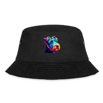 Bunte Pop Art Kerry Blue Terrier Terrier - Bucket Hat - Schwarz - Vorne - Lela (165cm)