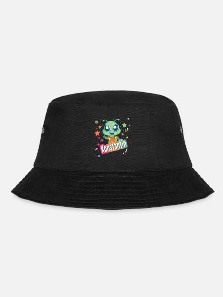 KONSTANTIN - Schöner Junge Name mit süßem Alien - Bucket Hat - Schwarz