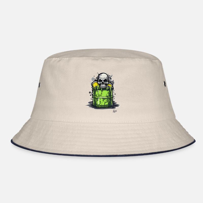 Toxic waste bin with skull Bucket Hat