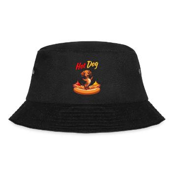Hot Dog Dackel Senf Ketchup Hund Fast Food Lustig - Bucket Hat - Schwarz - Vorne - Lela (165cm)