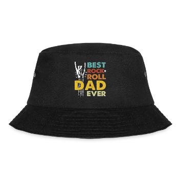 Bester Vater aller Zeiten mit Gitarre, Rockmusik und Totenkopf-Thema - Bucket Hat - Schwarz - Vorne - Lela (165cm)