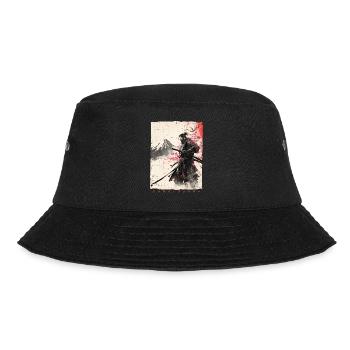 Samurai Fighter - Japanese Ukiyo-e Artwork - Bucket Hat - black - Front - Lela (165cm)