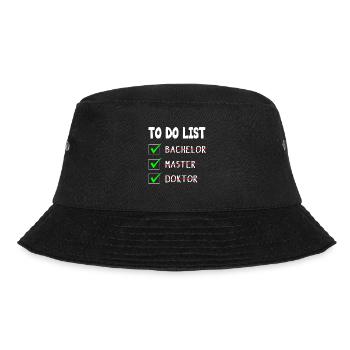 To Do List Bachelor Master Doktor Abschluss - Bucket Hat - Schwarz - Vorne - Lela (165cm)