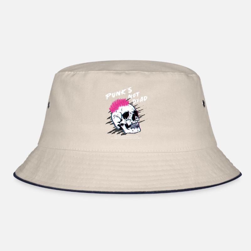 Punks Not Dead - Skull Punk Rock Music - Old Bucket Hat