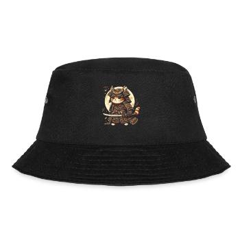 Japanese Samurai Cat Warrior Retro Ninja - Bucket Hat - black - Front - Lela (165cm)